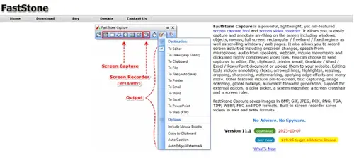 Заснемане на екрана на FastStone Capture